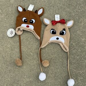Rudolph & Clarice Knit Hat Pair - Brown & Tan